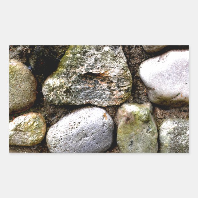 Field Stone, rocks, distressed stone, rustic stone Rectangular Sticker (Front)