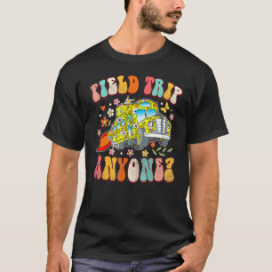 Field Trip Anyone Groovy School Bus Driver Yellow T-Shirt