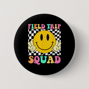 Field Trip Squad Groovy Field Day Hippie Smile Fac 6 Cm Round Badge