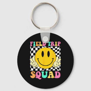 Field Trip Squad Groovy Field Day Hippie Smile Fac Key Ring