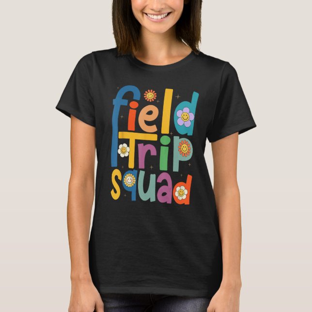 Field Trip Squad Groovy Retro Field Day 2023 Teach T-Shirt (Front)