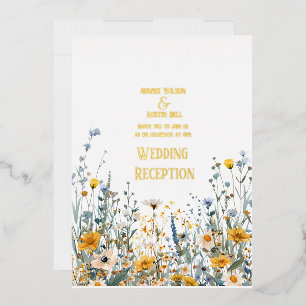 Field Wildflowers Gold Foil Invitation
