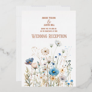 Field Wildflowers Rose Gold Foil Invitation