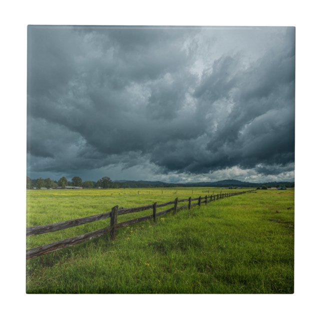 Field with a Wooden Fence Tile (Front)