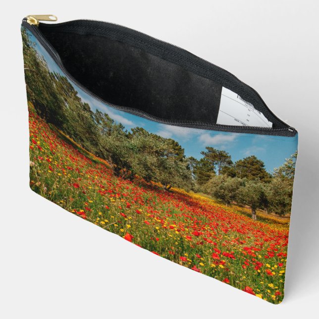 field with flowers and trees accessory pouch (Open)