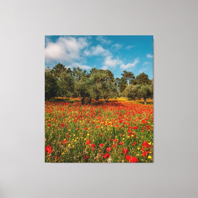 field with flowers and trees canvas print (Front)