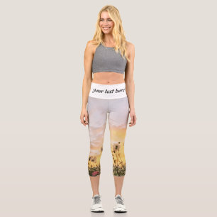 field with flowers capri leggings
