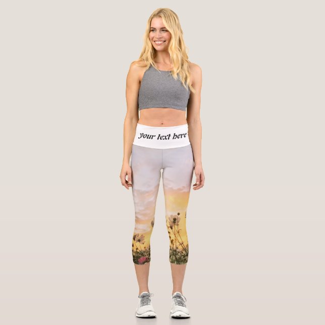 field with flowers capri leggings (Front)