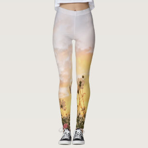 field with flowers leggings