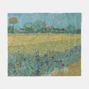 Field with Irises Near Arles Vincent Van Gogh Fleece Blanket