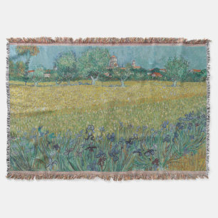 Field with Irises Near Arles Vincent Van Gogh Throw Blanket