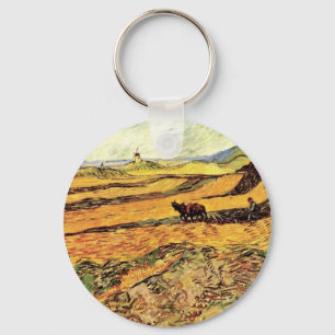 Field with Ploughman and Mill by Vincent van Gogh Key Ring
