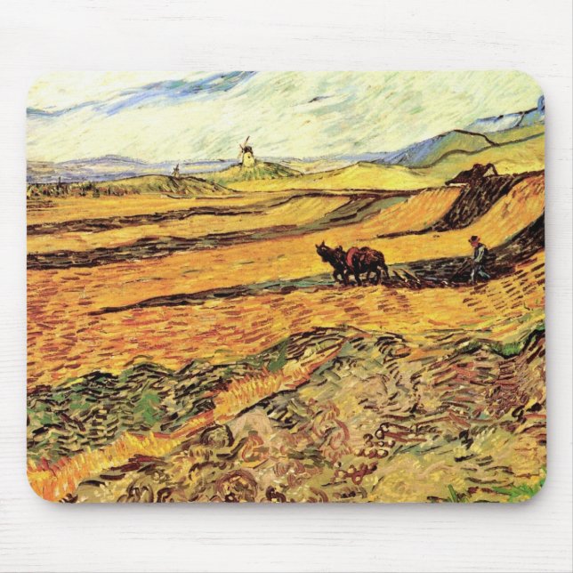 Field with Ploughman and Mill by Vincent van Gogh Mouse Mat (Front)