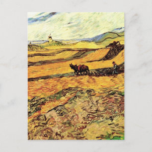 Field with Ploughman and Mill by Vincent van Gogh Postcard
