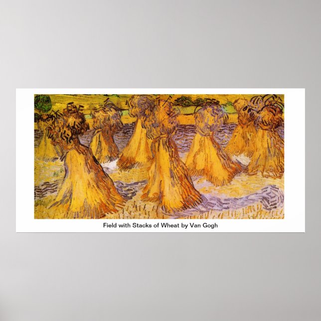 Field with Stacks of Wheat by Van Gogh Poster (Front)