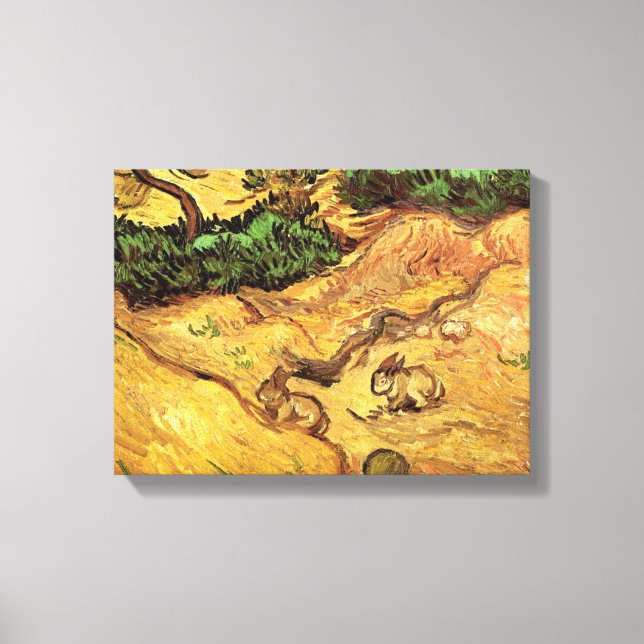Field with Two Rabbits by Vincent van Gogh Canvas Print (Front)