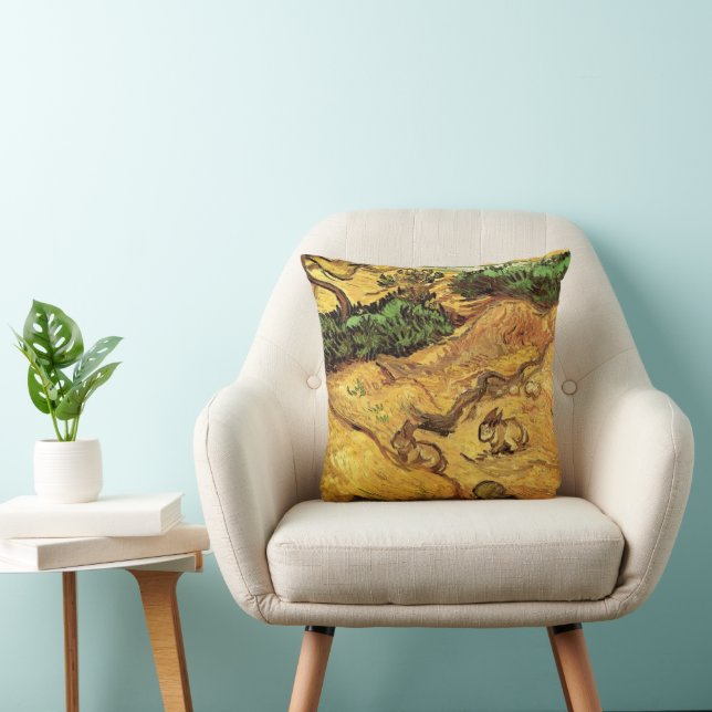 Field with Two Rabbits by Vincent van Gogh Cushion (Chair)