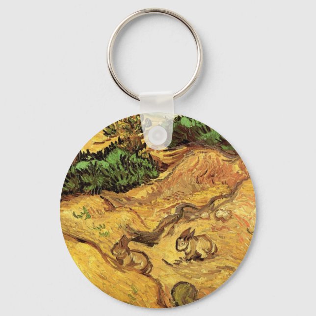 Field with Two Rabbits by Vincent van Gogh Key Ring (Front)
