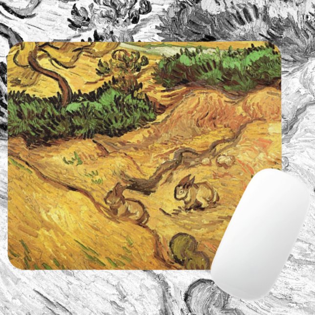 Field with Two Rabbits by Vincent van Gogh Mouse Mat (Creator Uploaded)