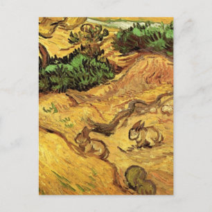 Field with Two Rabbits by Vincent van Gogh Postcard