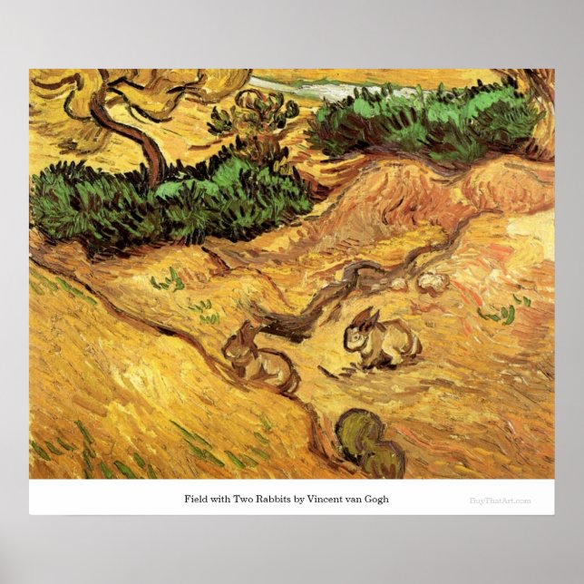 Field with Two Rabbits by Vincent van Gogh Poster (Front)
