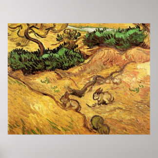 Field with Two Rabbits by Vincent van Gogh Poster
