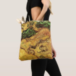 Field with Two Rabbits by Vincent van Gogh Tote Bag<br><div class="desc">Beautiful all-over-print tote bags! Available in two styles and two sizes! Field with Two Rabbits by Vincent van Gogh is a vintage fine art post impressionism landscape nature painting. Two rabbits are in a farm field with trees and bushes. Late summer with golden yellow grass in the meadows. About the...</div>