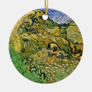 Field with Wheat Stacks by Vincent van Gogh Ceramic Tree Decoration