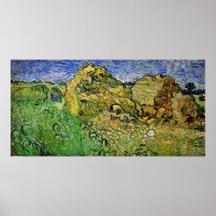Field with Wheat Stacks by Vincent van Gogh Poster
