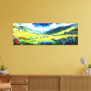 "Fielddale" Wide Landscape Yorkshire Dales Scene Canvas Print