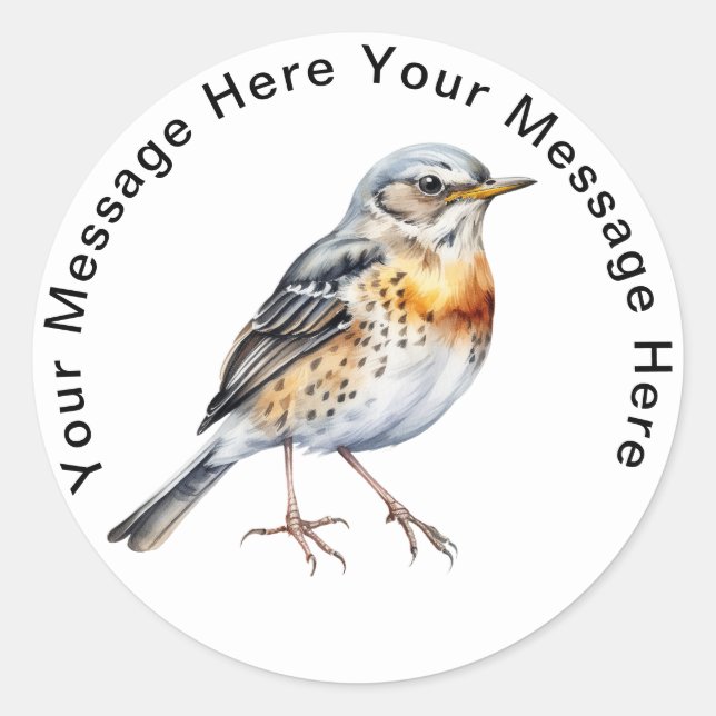 Fieldfare songbird classic round sticker (Front)