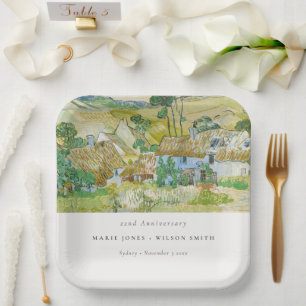 Fields Mountain Landscape Any Year Anniversary Paper Plate