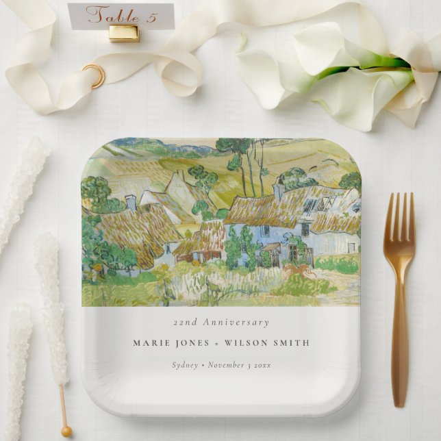 Fields Mountain Landscape Any Year Anniversary Paper Plate (Wedding)