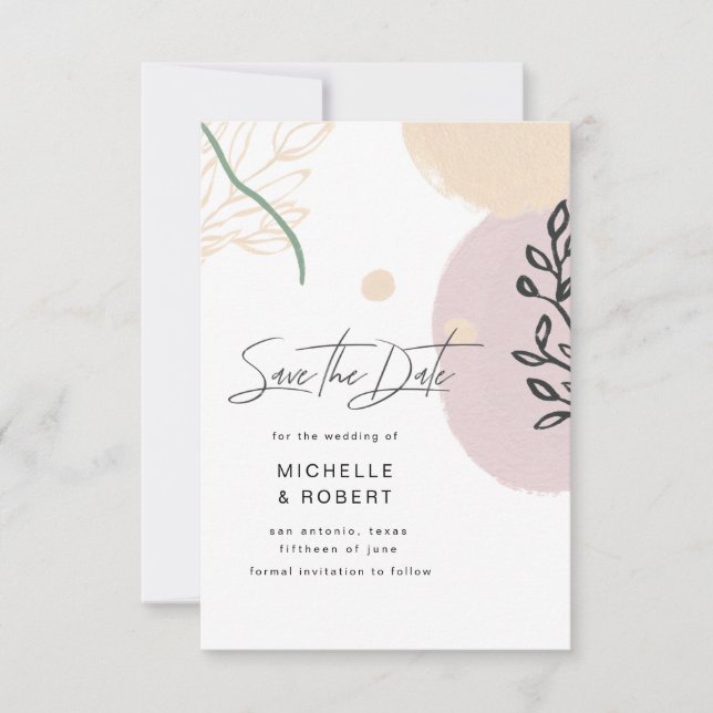 Fields of Dreams Blush modern Save The Date Card (Front)