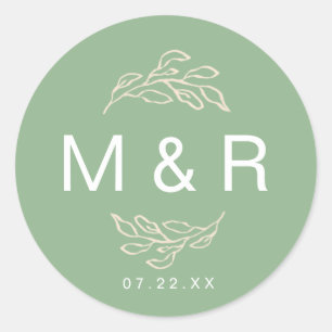 Fields of Dreams Green   Floral Monogram Sticker