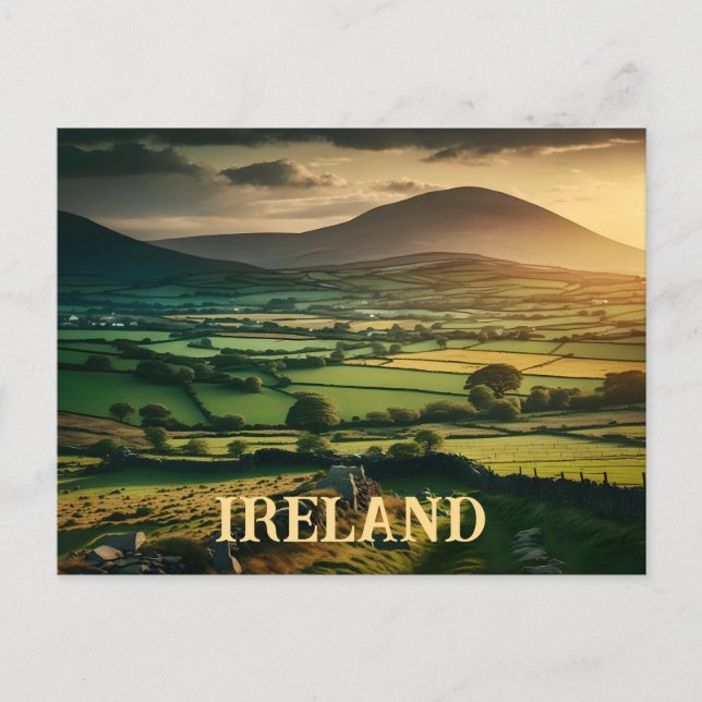 Fields of Green Ireland Postcard  (Front)