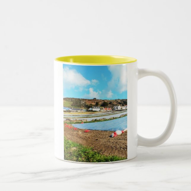 Fields of Jersey Royal potatoes Two-Tone Coffee Mug (Right)
