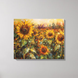 Fields of Sunflowers - Bold and Abstract De Canvas Print