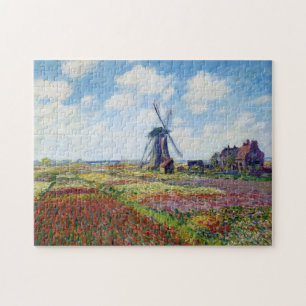 Fields of Tulip With The Rijnsburg Windmill Monet Jigsaw Puzzle