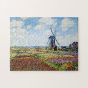 Fields of Tulip With The Rijnsburg Windmill Monet Jigsaw Puzzle