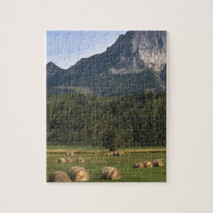 Fields with bailed hay, Alberta, Canada Jigsaw Puzzle