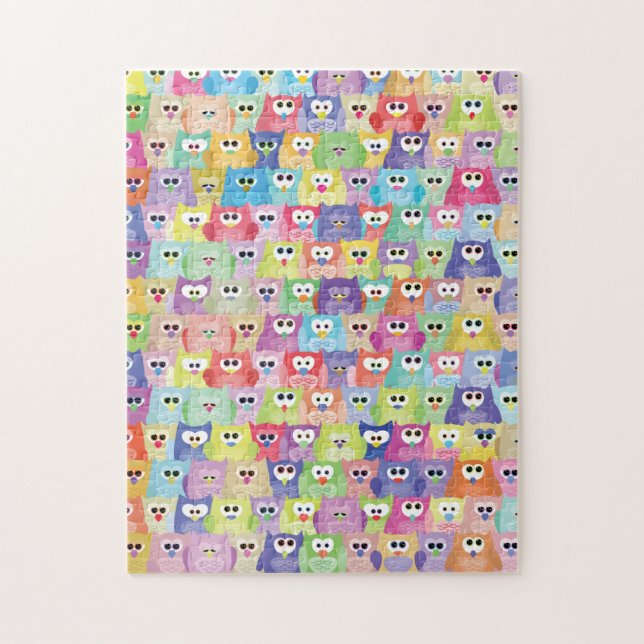 Fiendish Brighlty Colored Owls Jigsaw Puzzle (Vertical)