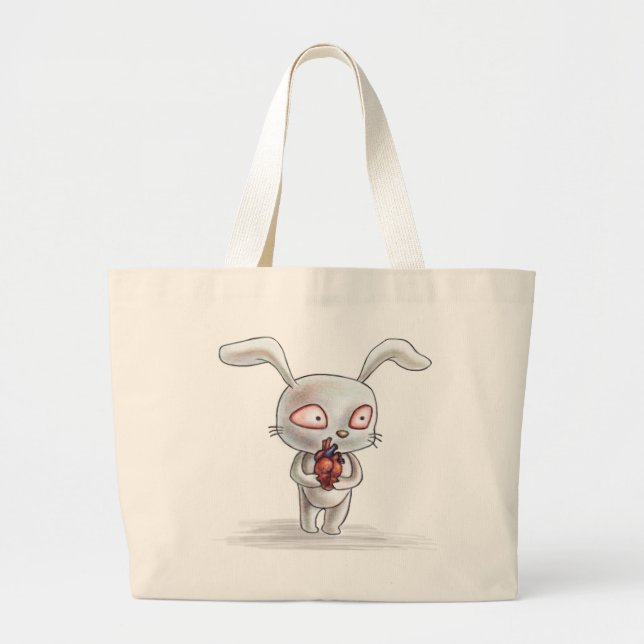 Fiendish Bunny with Anatomical Heart Large Tote Bag (Front)