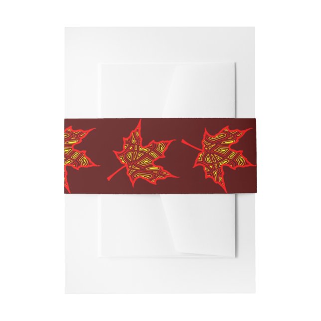 Fier Leaf Invitation Belly Band (Front Example)