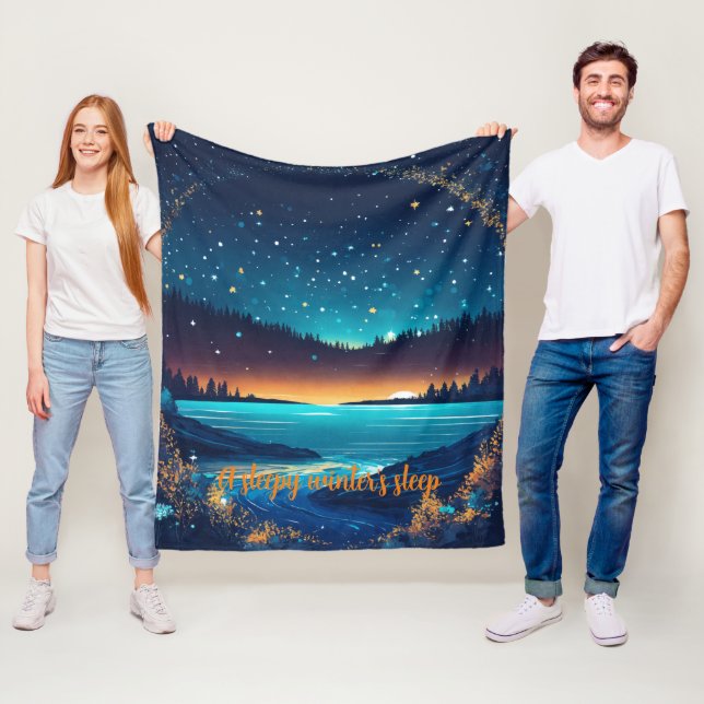 Fierce Abstract River with Magical Stars Sunset - Fleece Blanket (In Situ)