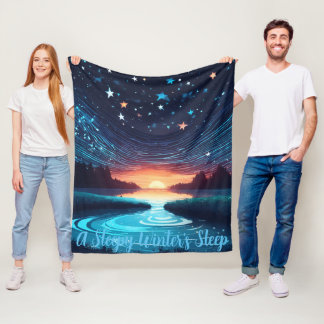 Fierce Abstract River with Magical Stars Sunset - Fleece Blanket