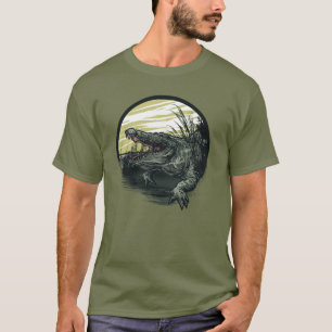 Fierce Alligator Swamp Illustration Art T-Shirt