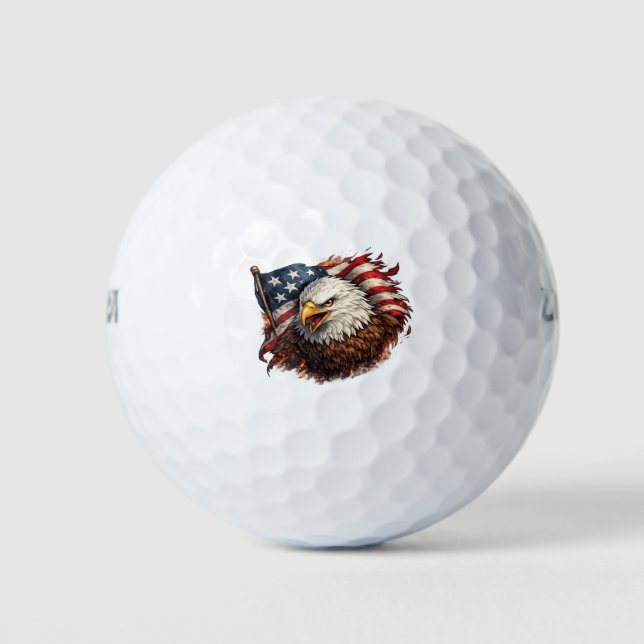 Fierce American Eagle – Patriotic Power Design Golf Balls (Front)