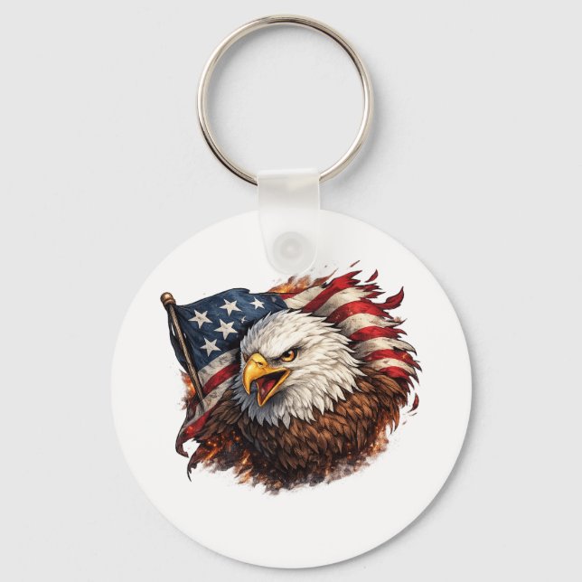 Fierce American Eagle – Patriotic Power Design Key Ring (Front)