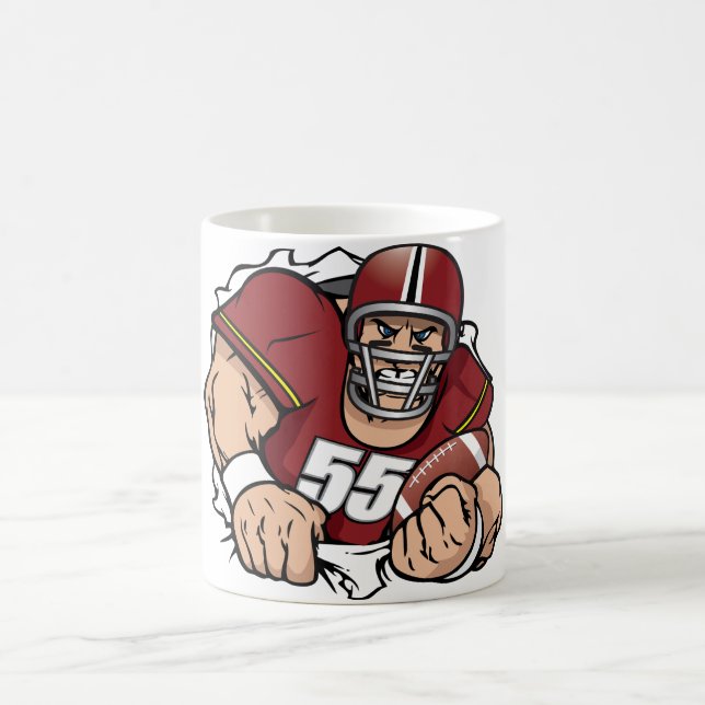 Fierce American Football Player Breaking Through  Coffee Mug (Center)